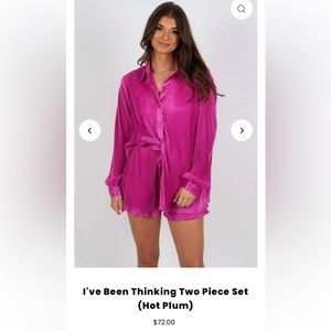 I've Been Thinking Two Piece Set (Hot Plum) - Blushing Brunette